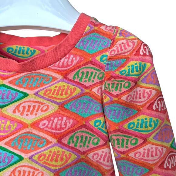 Oilily Organic Cotton Puff Sleeve Logo Dress and Scarf, Size 104 (4T), Orange - Picture 8 of 16